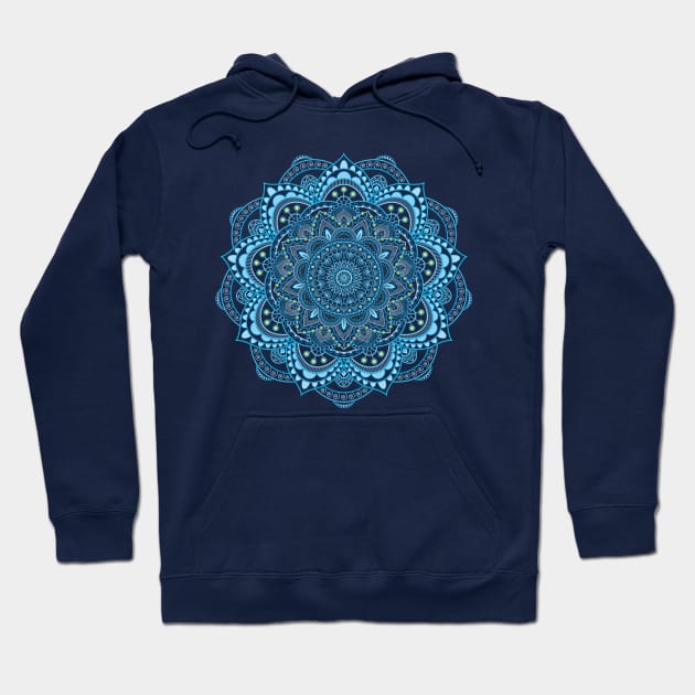 Magic Mandala Sky Blue Hoodie by mayumi